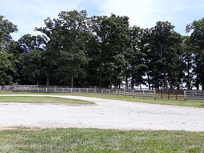 Pastures, paddock & round pen at Platsburg Equine Center